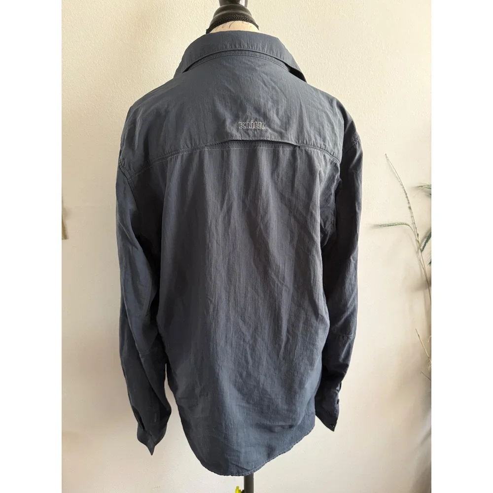 Kuhl Mens Long Sleeve Shirt Nylon Button Up Travel Outdoor Blue Large - Picture 2 of 7